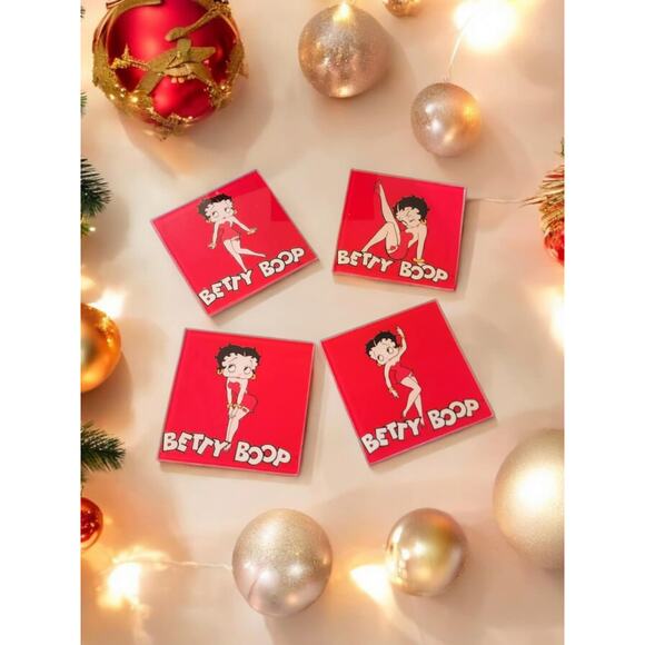 Vintage Betty Boop glass coasters set of four original box - Picture 1 of 10